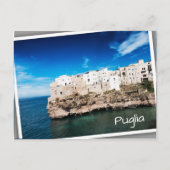 Häuser in Polignano a Mare auf einer Klippe in Pug Postkarte (Vorderseite)