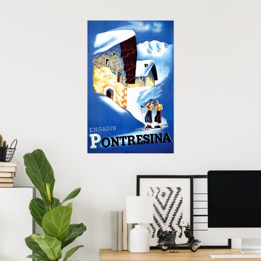 Häuser in Pontresina, Schweiz Poster (Heimbüro)