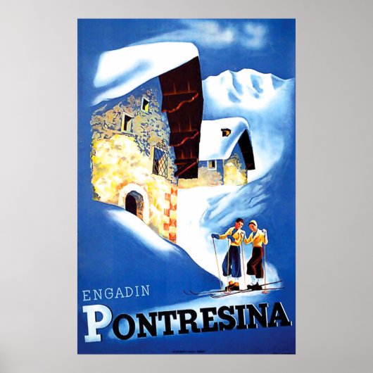 Häuser in Pontresina, Schweiz Poster (Vorne)
