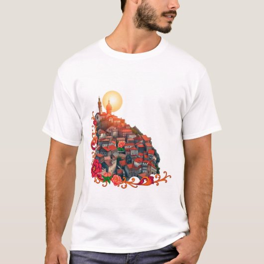 Häuser mit leuchtenden Fenstern T-Shirt (Vorderseite)