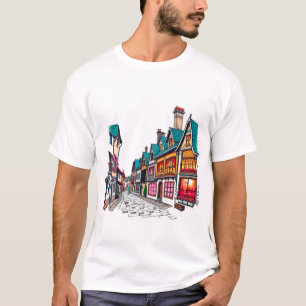 Häuser mit leuchtenden Fenstern T-Shirt