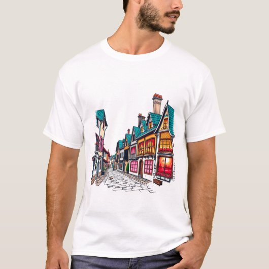 Häuser mit leuchtenden Fenstern T-Shirt (Vorderseite)