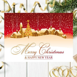 Häuser mit Schnee Frohe Weihnachtskarte Karte