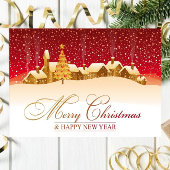 Häuser mit Schnee Frohe Weihnachtskarte Karte