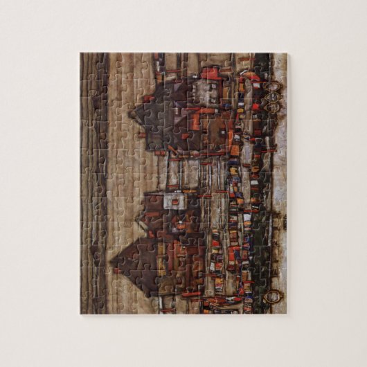 Häuser mit Wäscherei (Seeburg II) von Egon Schiele Puzzle (Vertikal)