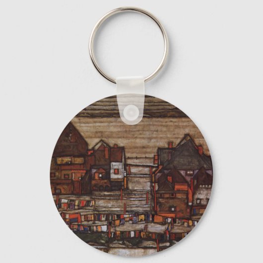 Häuser mit Wäscherei (Seeburg II) von Egon Schiele Schlüsselanhänger (Rückseite)