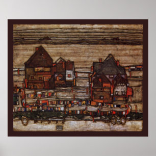 Häuser mit Wäscherei von Egon Schiele Poster