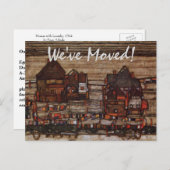 Häuser mit Wäscherei von Schiele, Adresswechsel Ankündigungspostkarte (Vorne/Hinten)