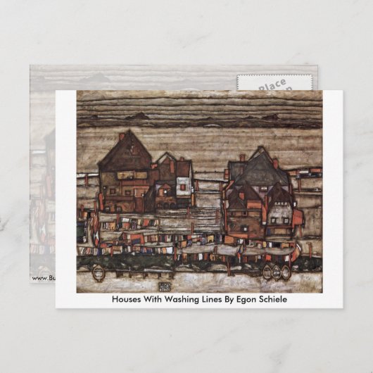 Häuser mit Waschstraßen von Egon Schiele Postkarte (Vorne/Hinten)