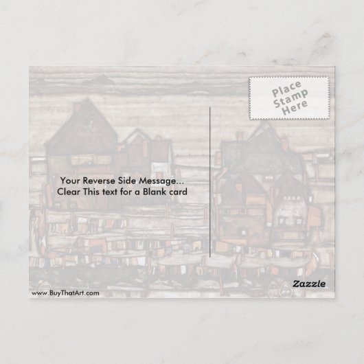 Häuser mit Waschstraßen von Egon Schiele Postkarte (Rückseite)