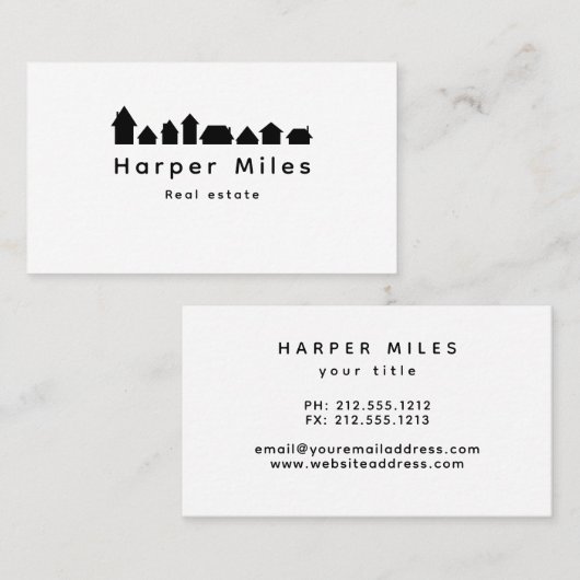 Häuser Silhouette real Anwesen Visitenkarte (Vorne/Hinten)