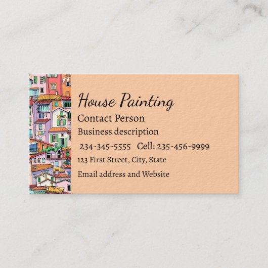 Häuser Stadt Städtische Zuhause Spaß Wasserfarbe B Visitenkarte (Vorderseite)