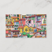 Häuser Stadt Städtische Zuhause Spaß Wasserfarbe B Visitenkarte (Rückseite)