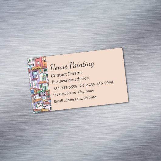 Häuser Stadt Städtische Zuhause Spaß Wasserfarbe Magnetische Visitenkarte (Beispiel)