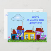 Häuser und Blume "Wir haben uns bewegt" Postkarte (Vorne/Hinten)