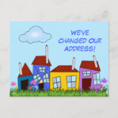 Häuser und Blume "Wir haben uns bewegt" Postkarte (Vorderseite)