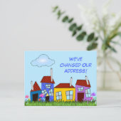 Häuser und Blume "Wir haben uns bewegt" Postkarte (Stehend Vorderseite)