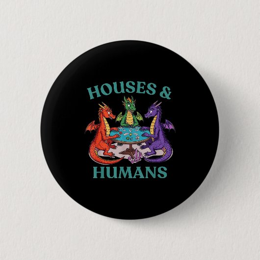 Häuser und Menschen Drache Brettspiel Rpg Fantasy Button (Vorderseite)