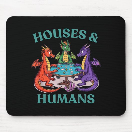 Häuser und Menschen Drache Brettspiel Rpg Fantasy  Mousepad (Vorne)