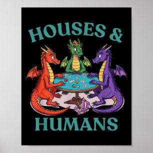 Häuser und Menschen Drache Brettspiel Rpg Fantasy Poster