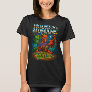Häuser und Menschen Lustiges Gaming-RPG-Gamer Männ T-Shirt
