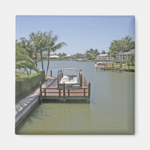 Häuser und Stege am Kanal Marco Island Florida Magnet
