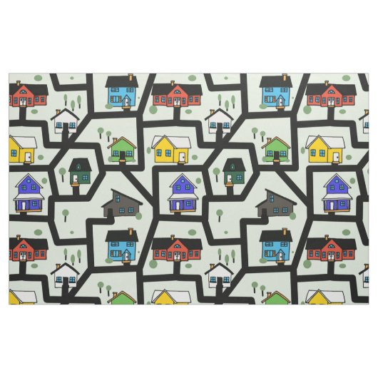 Häuser und Straßenmuster Stoff (Fat Quarter (45,7 x 55,9 cm))
