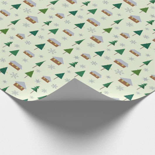 Häuser und Tannenbäume, die Papier umhüllen Geschenkpapier (Ecke)