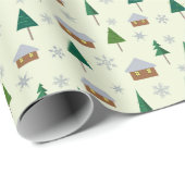 Häuser und Tannenbäume, die Papier umhüllen Geschenkpapier (Rolleneckpunkt)