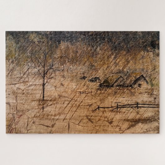 Häuser unter Regenschirm Puzzle (Horizontal)