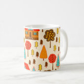 Häuser Wald Vintage Nahtloses Muster Kaffeetasse (VorderseiteRechts)