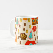 Häuser Wald Vintage Nahtloses Muster Kaffeetasse (Vorderseite Links)