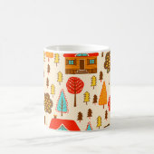 Häuser Wald Vintage Nahtloses Muster Kaffeetasse (Mittel)