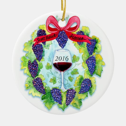 Häuser Weihnachtstrauben-Kranz-kundenspezifische Keramik Ornament (Vorne)