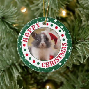 Häuserkaninchen   Hoppy Christmas Foto Keramik Ornament