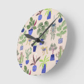 Häuserpflanzen Kakteen Sukkulentes Muster Rosa Runde Wanduhr (Winkel)
