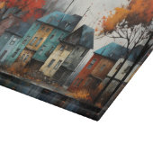 Häuserreihe im Herbst - Herbstästhesie Schneidebrett (Ecke)