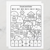 Häuserreihe zeichnend Farbseite mit Mathematik-Qui (Vorne/Hinten)