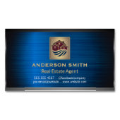 Häusersymbol | Blue Metallic Background Magnetische Visitenkarte (Vorderseite)