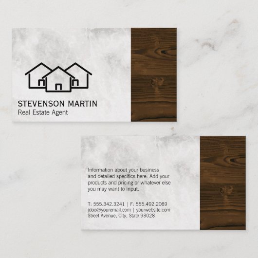 Häusersymbol | Marmor | Holzkörner Visitenkarte (Vorne/Hinten)