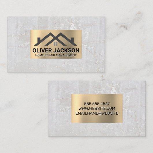 Häusersymbol | Stein | Metallic Visitenkarte (Vorne/Hinten)