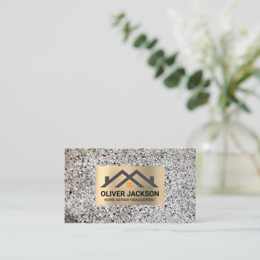 Häusersymbol | Stone Wall Metallrahmen Visitenkarte (Stehend Vorderseite)