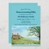 Häuserwärmung Neue Zuhause Mohnfeld-Wasserfarbe Einladung (Vorne/Hinten)