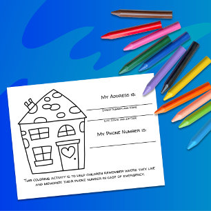 Hausfarbe Notfallinformationen für Kinder Aktivitä Postkarte
