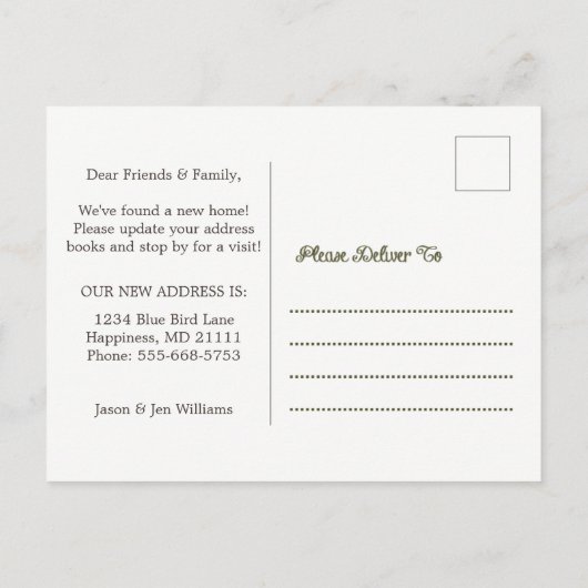 Hausfassade Neue Adresse Postkarte (Rückseite)