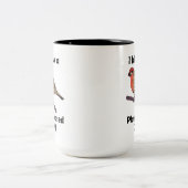 Hausfink Ich folge einer pflanzlichen Ernährung Lu Zweifarbige Tasse (Mittel)