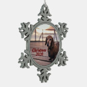 Hausfotografie, Weihnachten 2020, Personalisiert Schneeflocken Zinn-Ornament (Links)