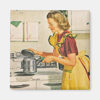 Hausfrau beim Kochen in den 1940ern Magnet