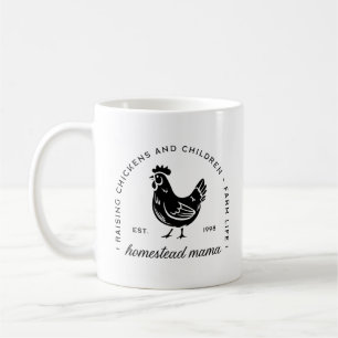 Hausfrau, die Hühner und Kinder lustig macht Kaffeetasse