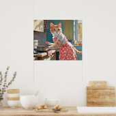 Hausfrau kocht Abendessen Poster (Küche)